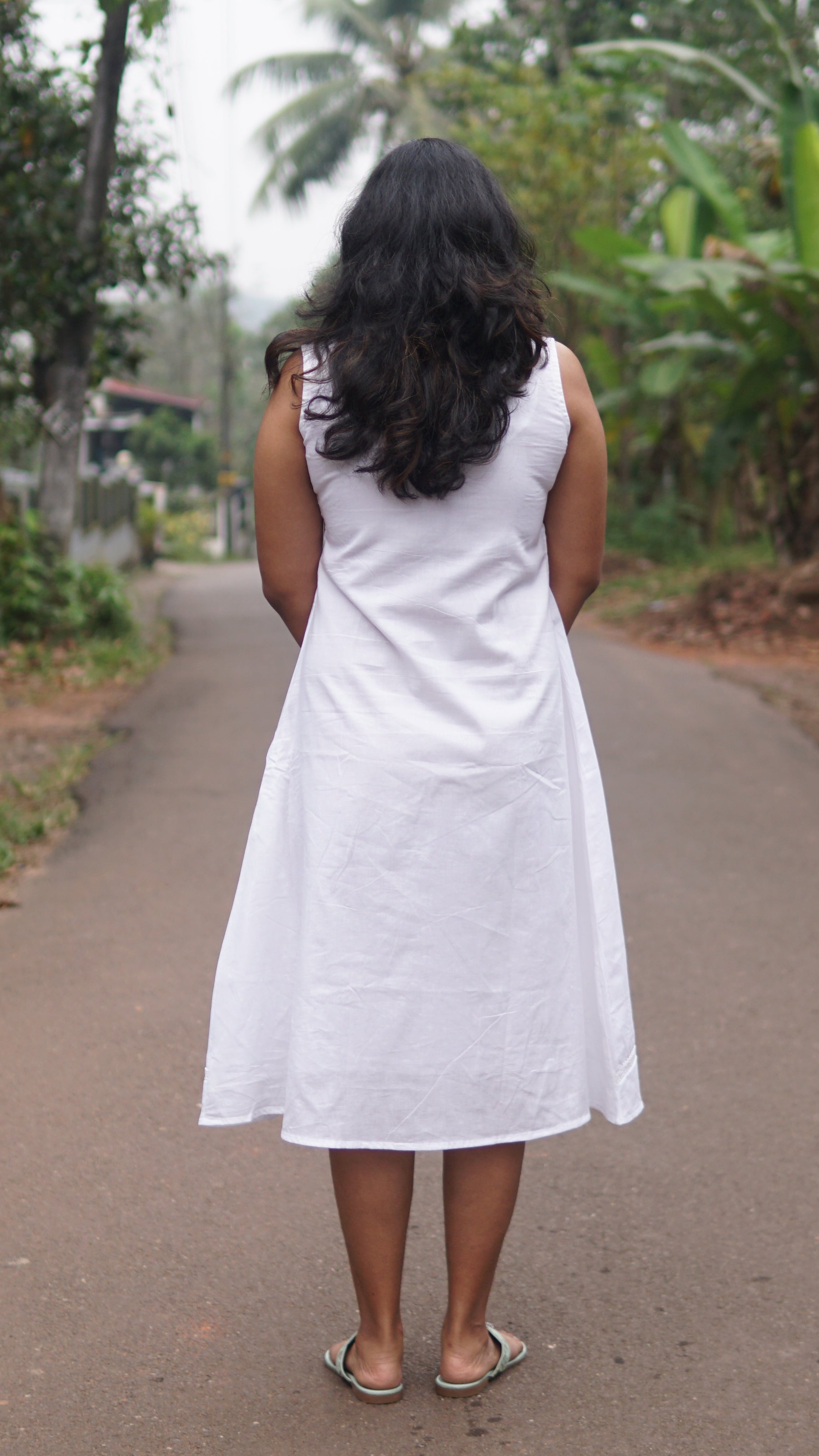 Mul Cotton Christmas Pattern A-Line Dress With Lining.