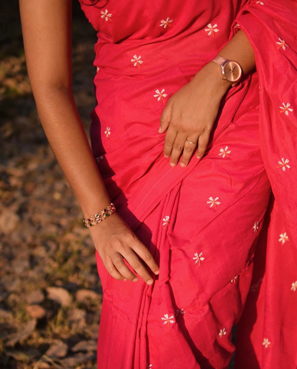 Pink Khadi Cotton Saree