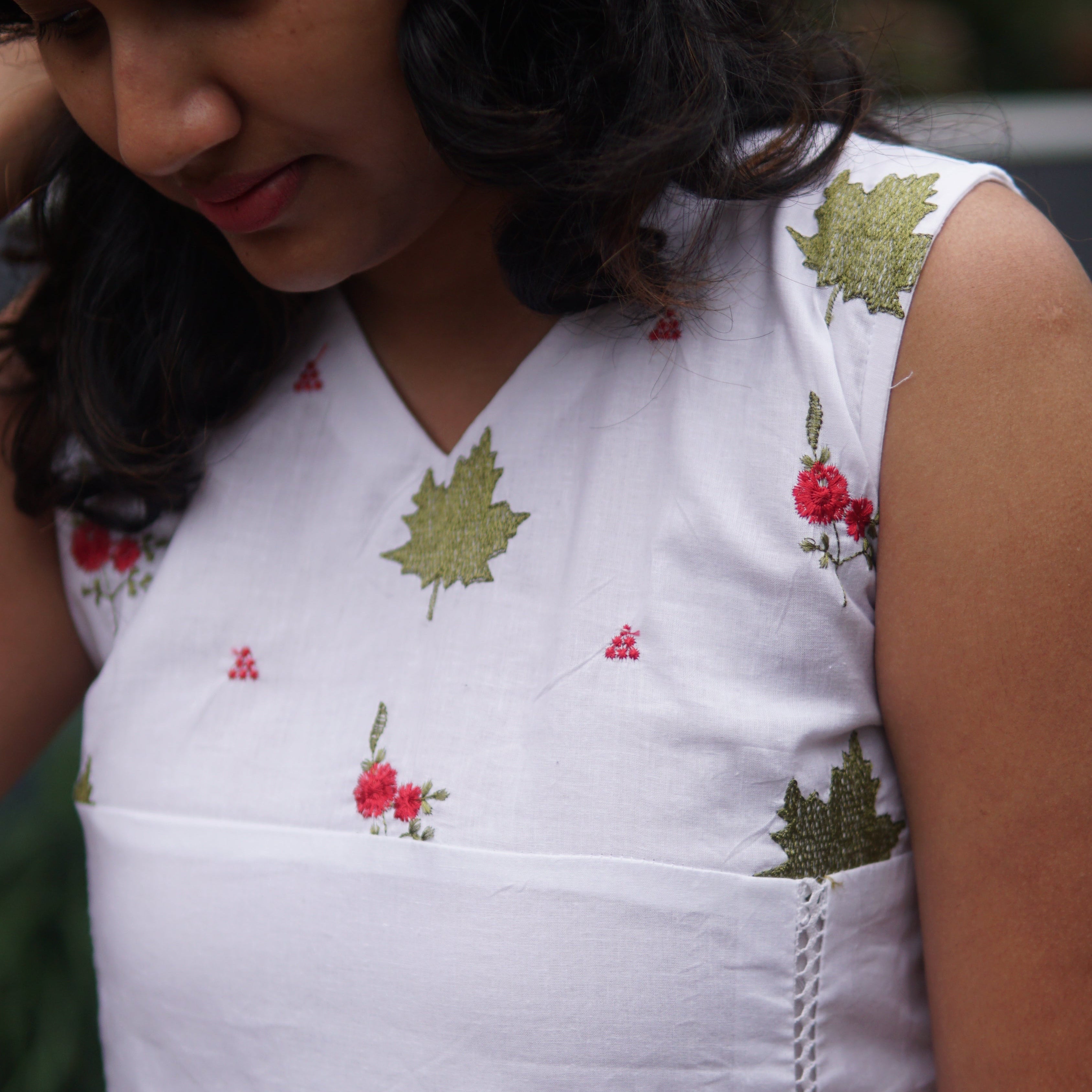 Mul Cotton Christmas Pattern A-Line Dress With Lining.