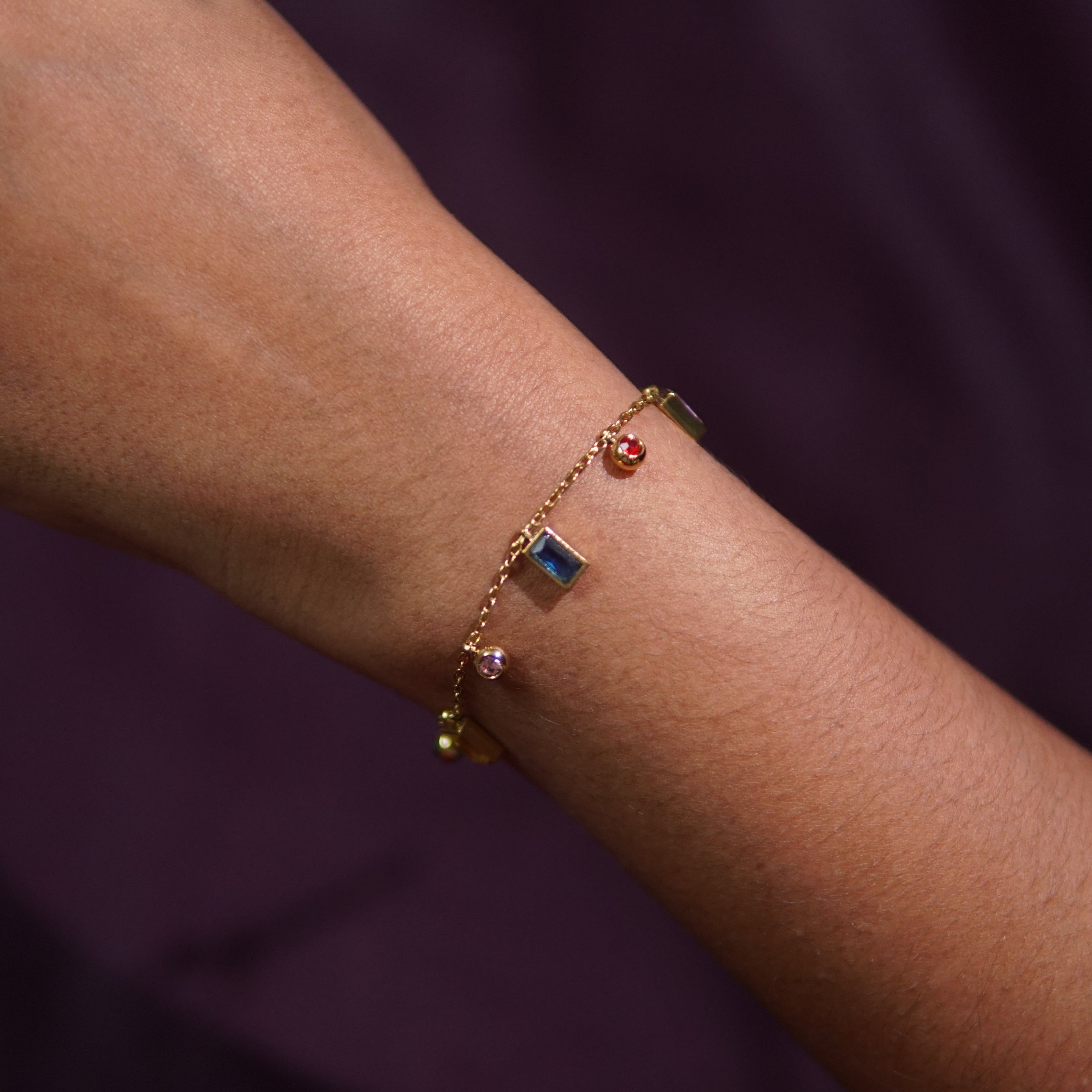 Golden Rectangle & Round Charm Bracelet