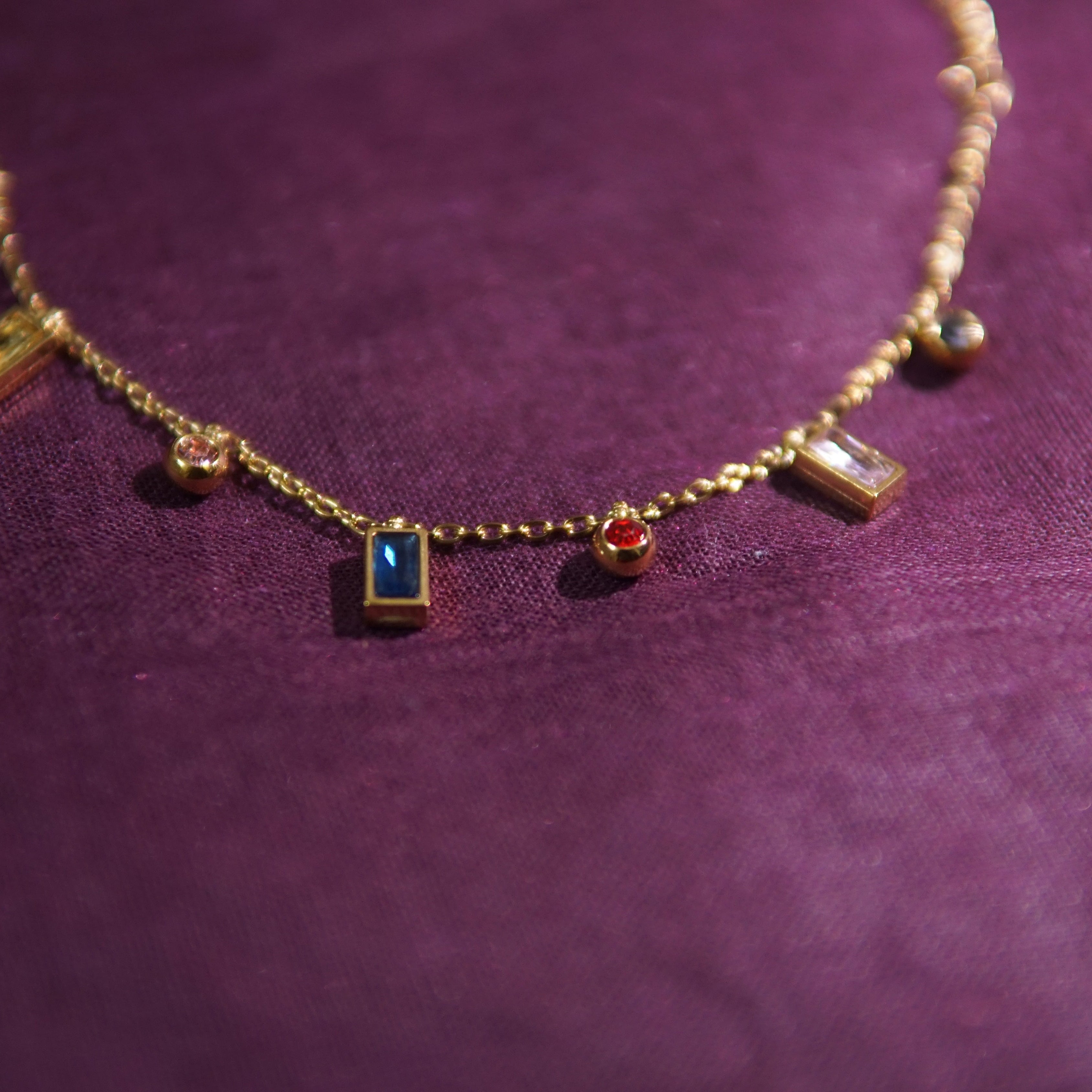 Golden Rectangle & Round Charm Bracelet