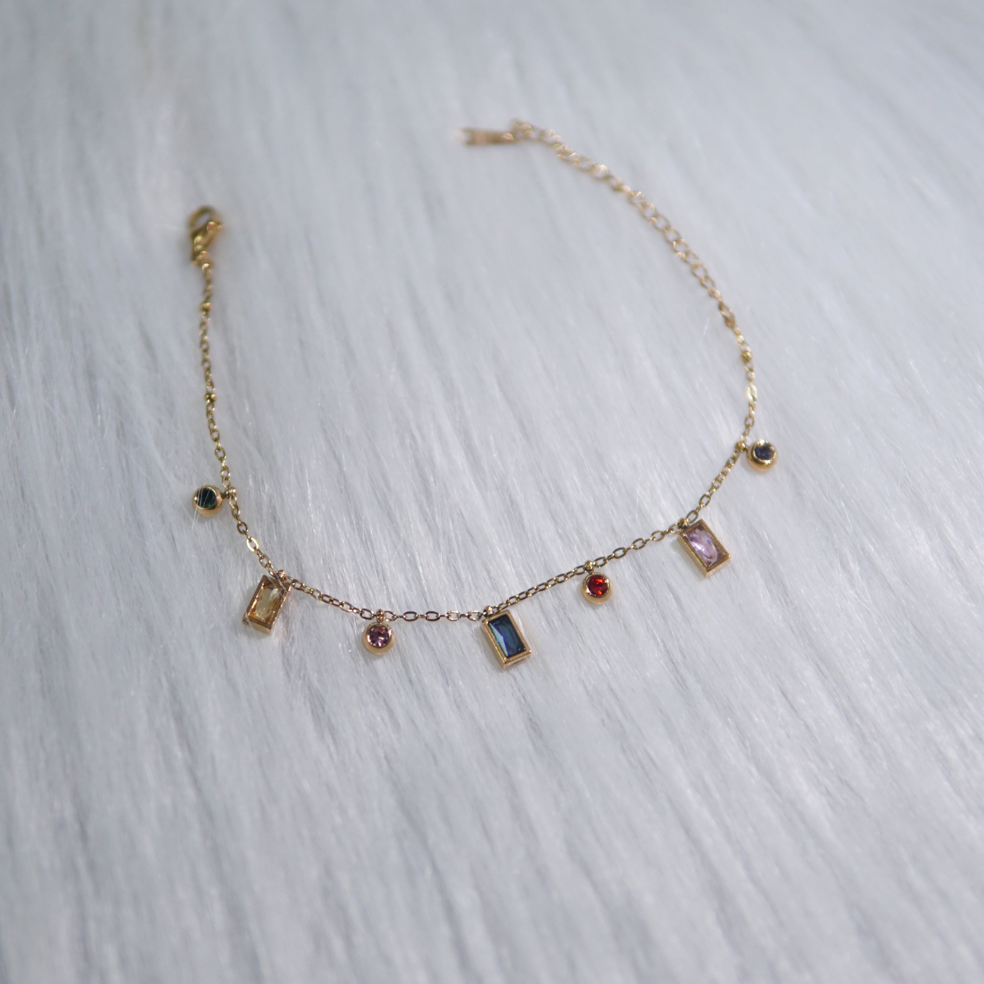 Golden Rectangle & Round Charm Bracelet