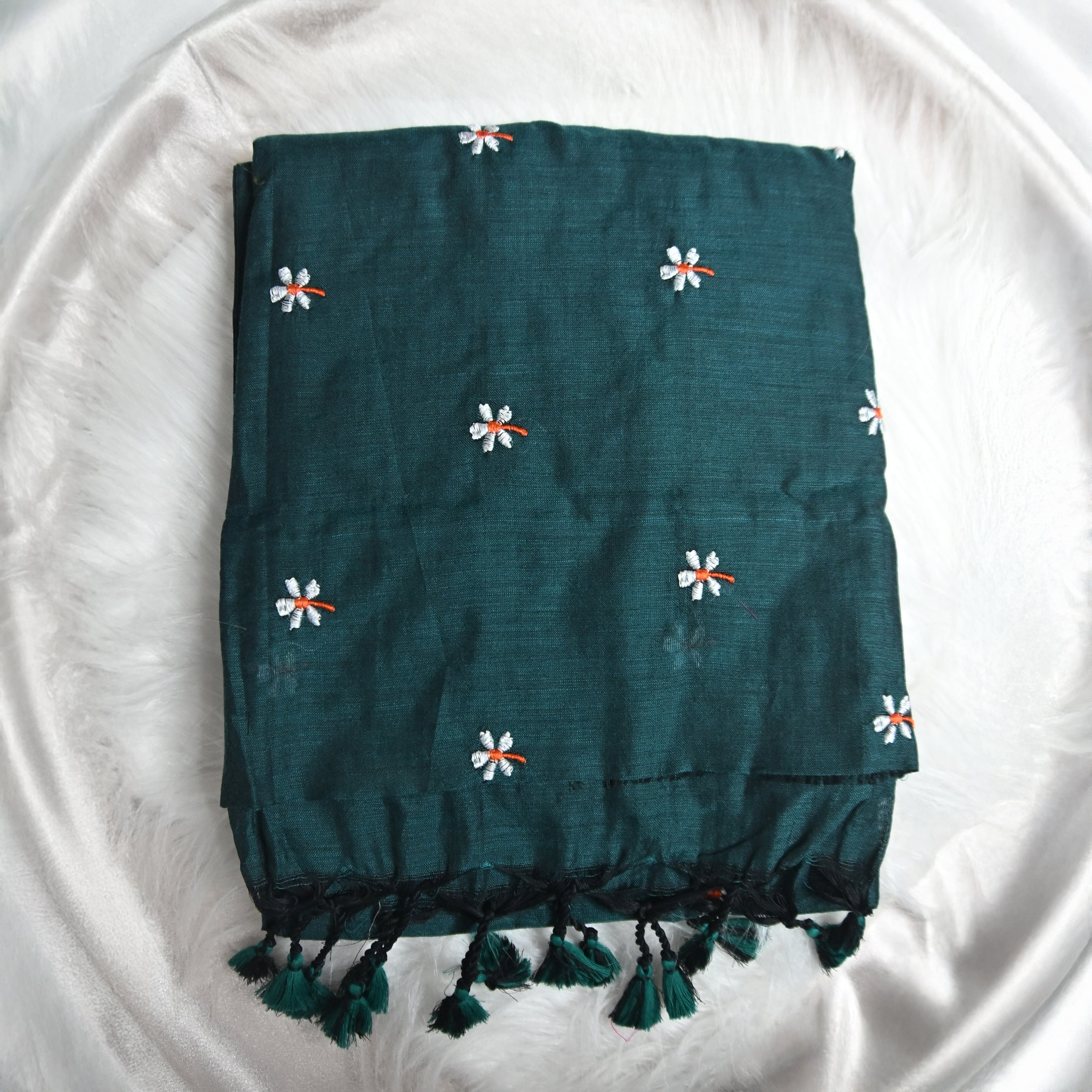 Teal and Black Khadi Cotton Saree