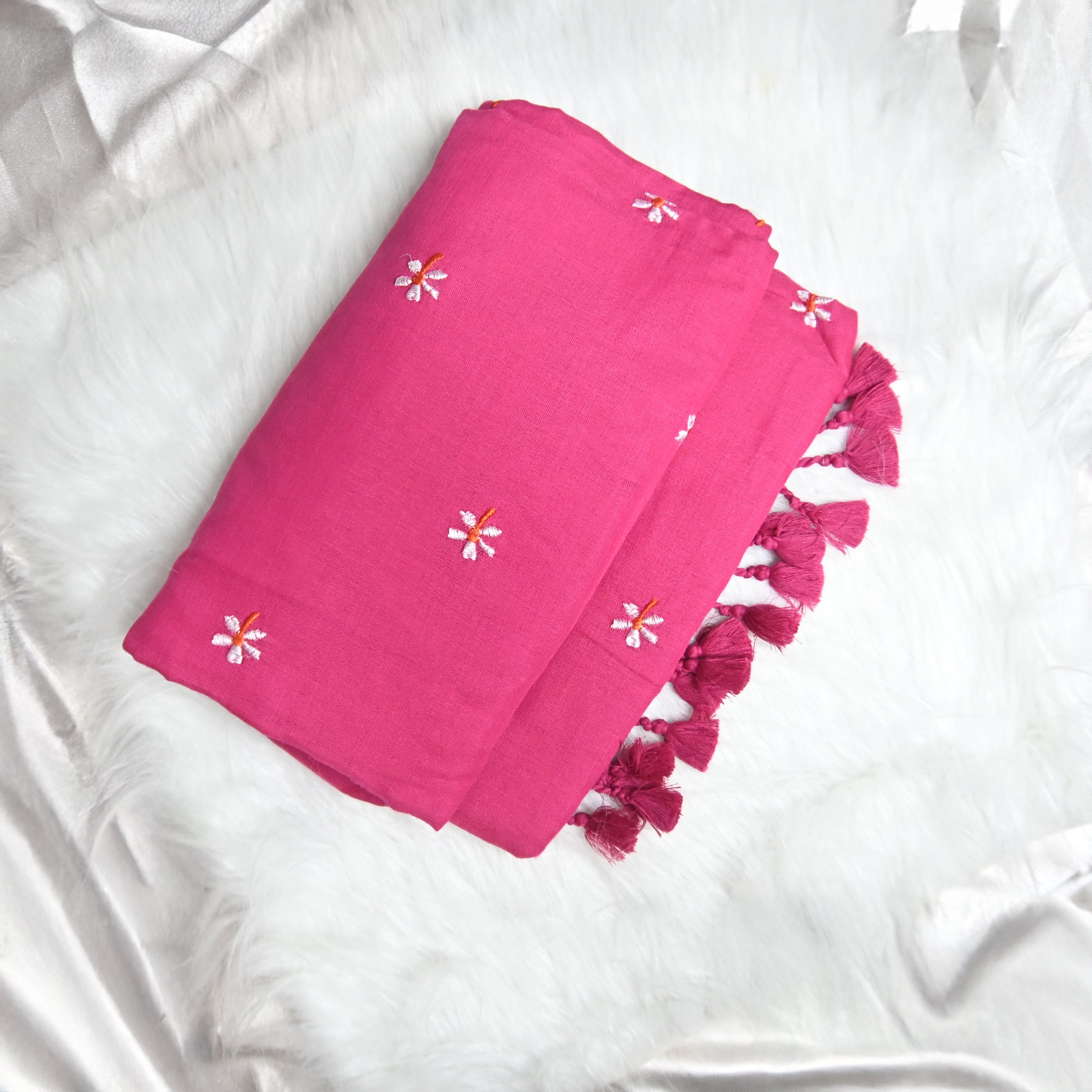 Pink Khadi Cotton Saree