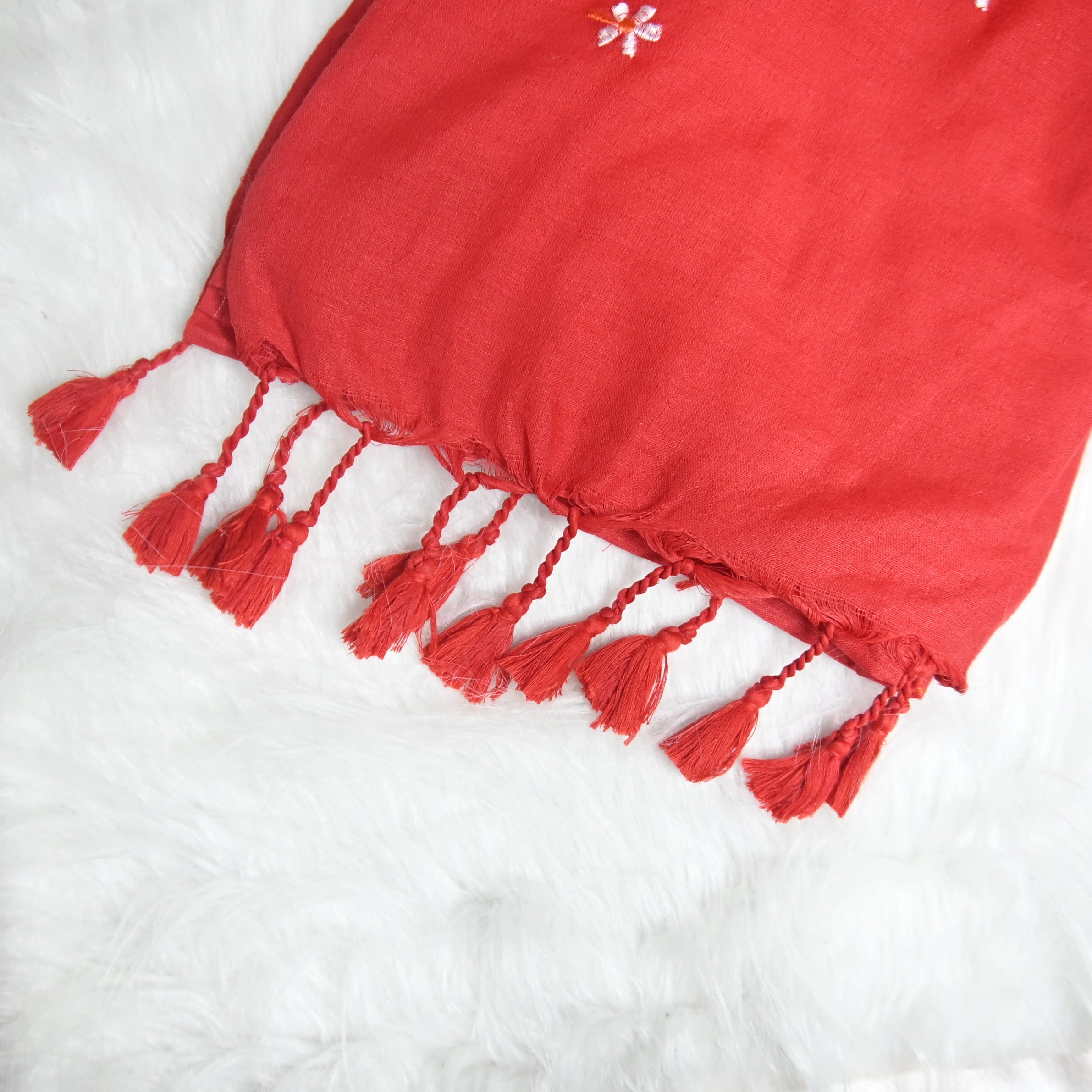 Red Khadi Cotton Saree.