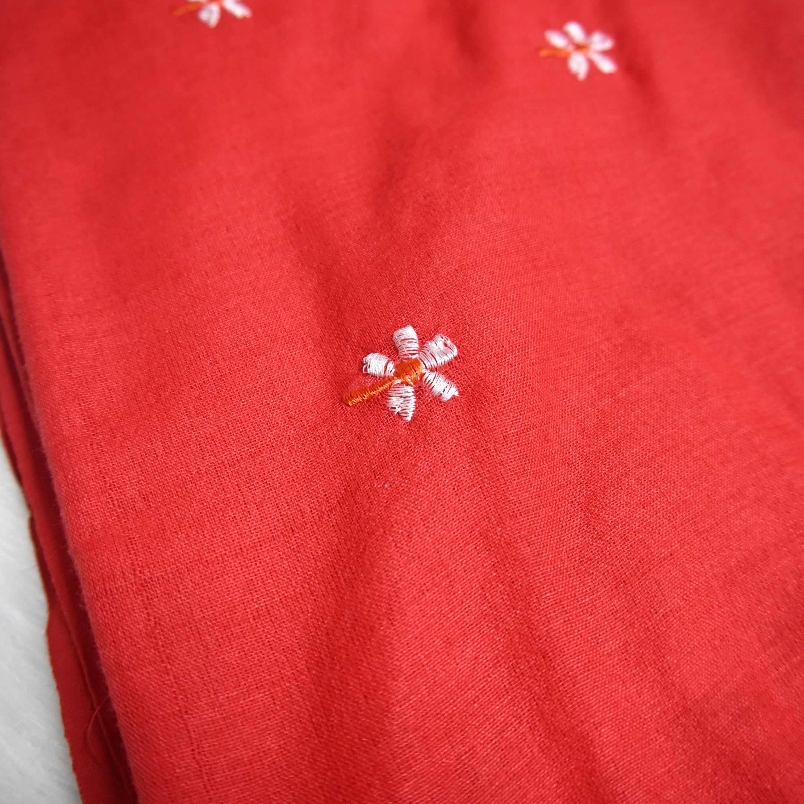 Red Khadi Cotton Saree.