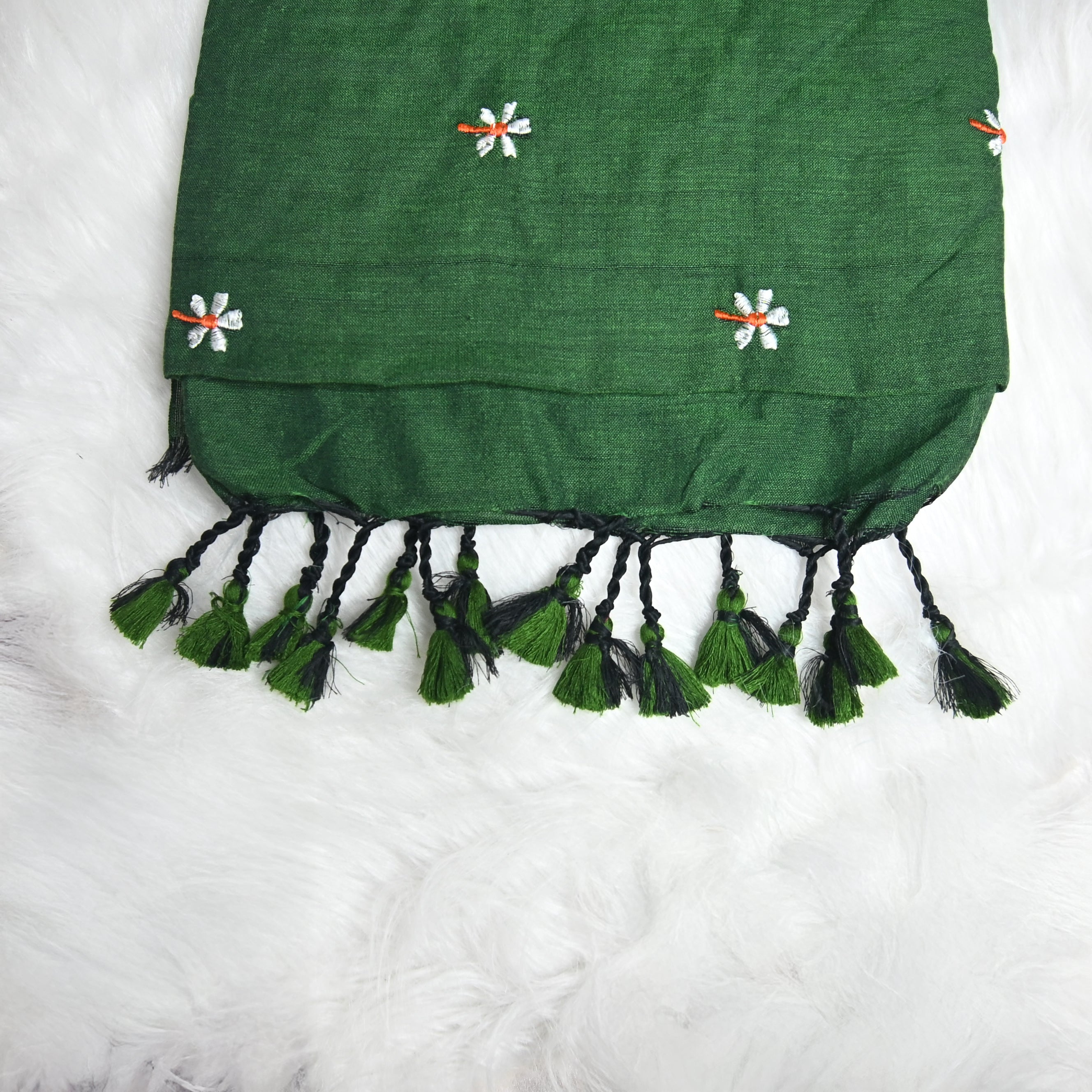 Green Khadi Cotton Saree.