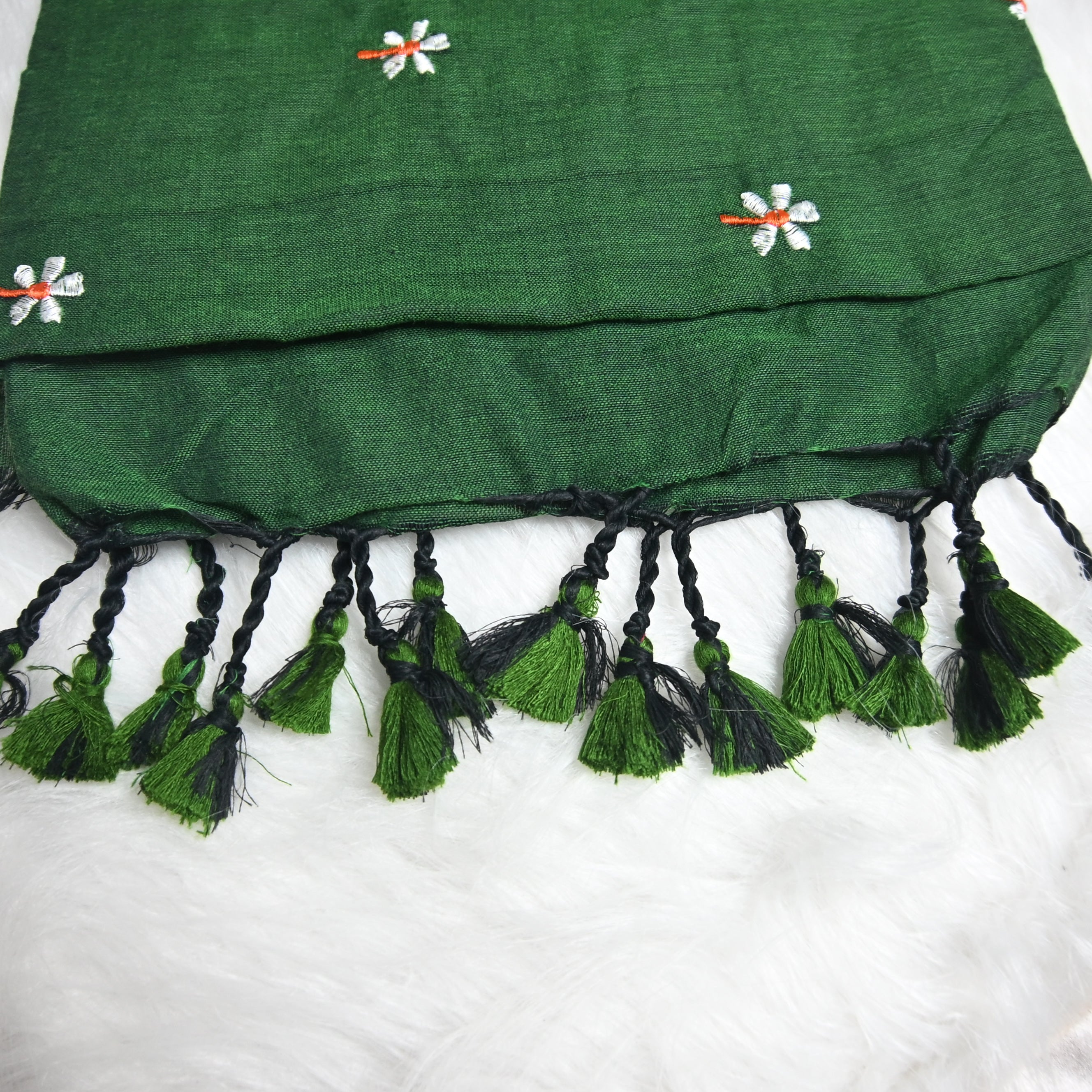 Green Khadi Cotton Saree.