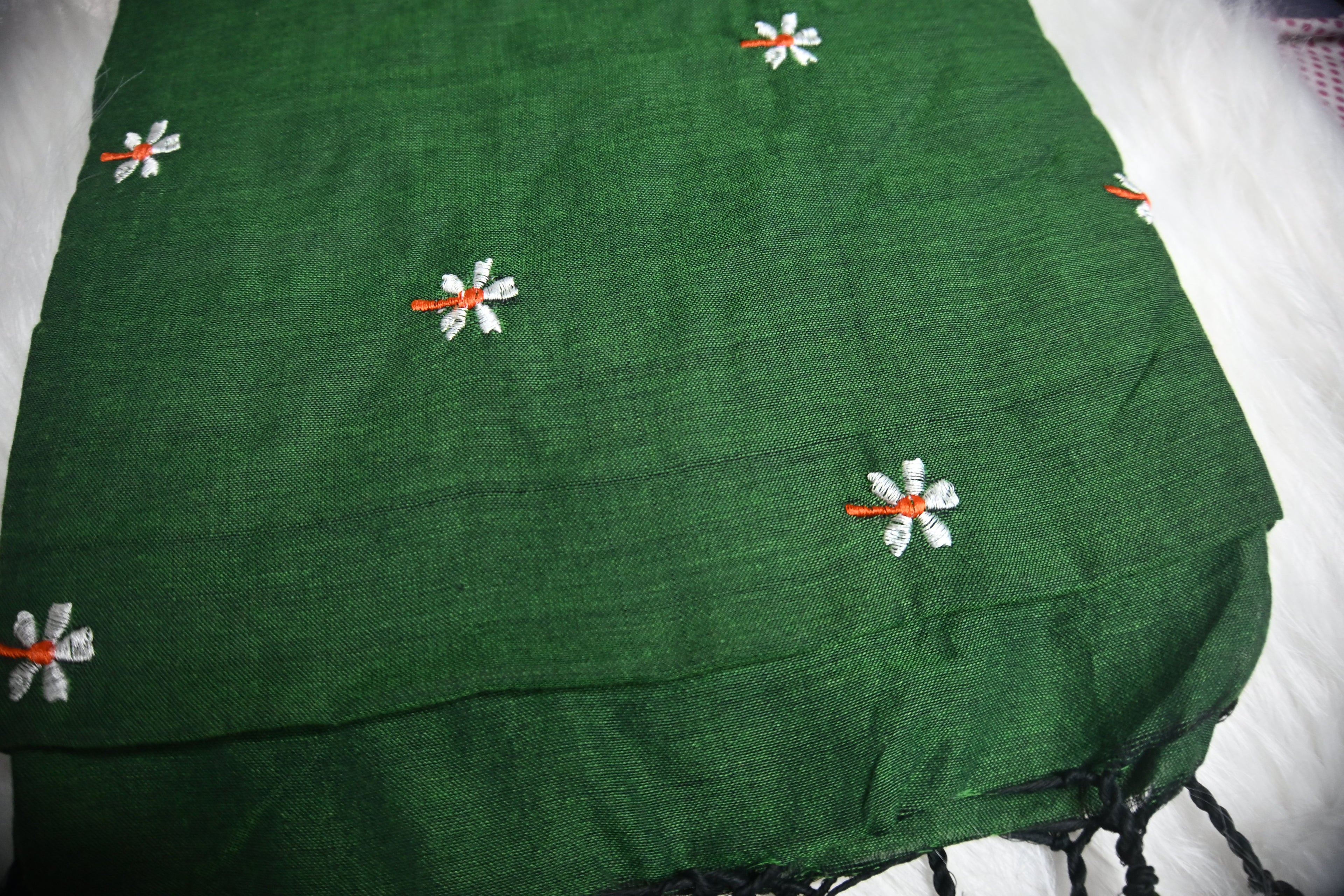Green Khadi Cotton Saree.