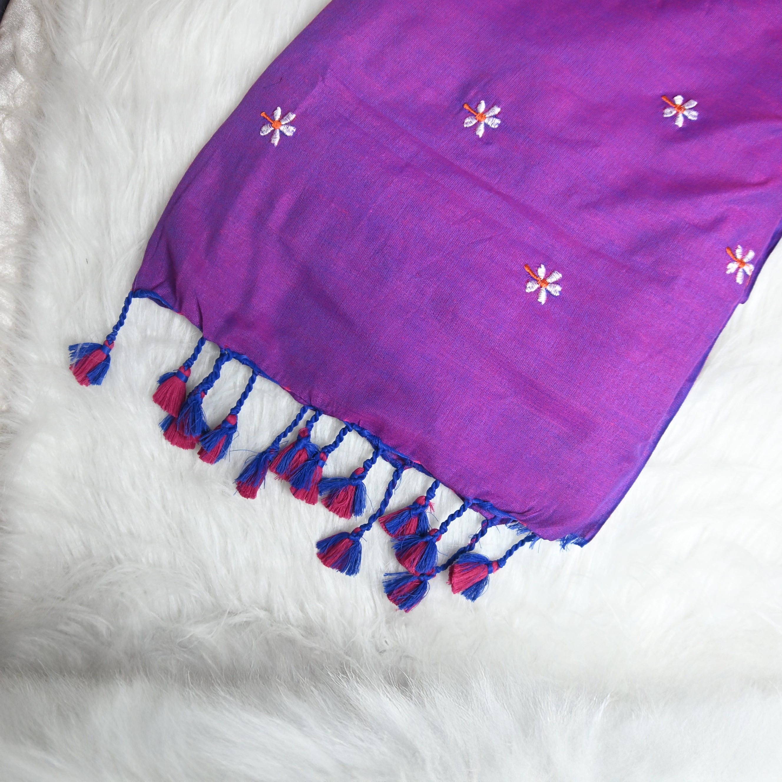 Purple Khadi Cotton Saree.