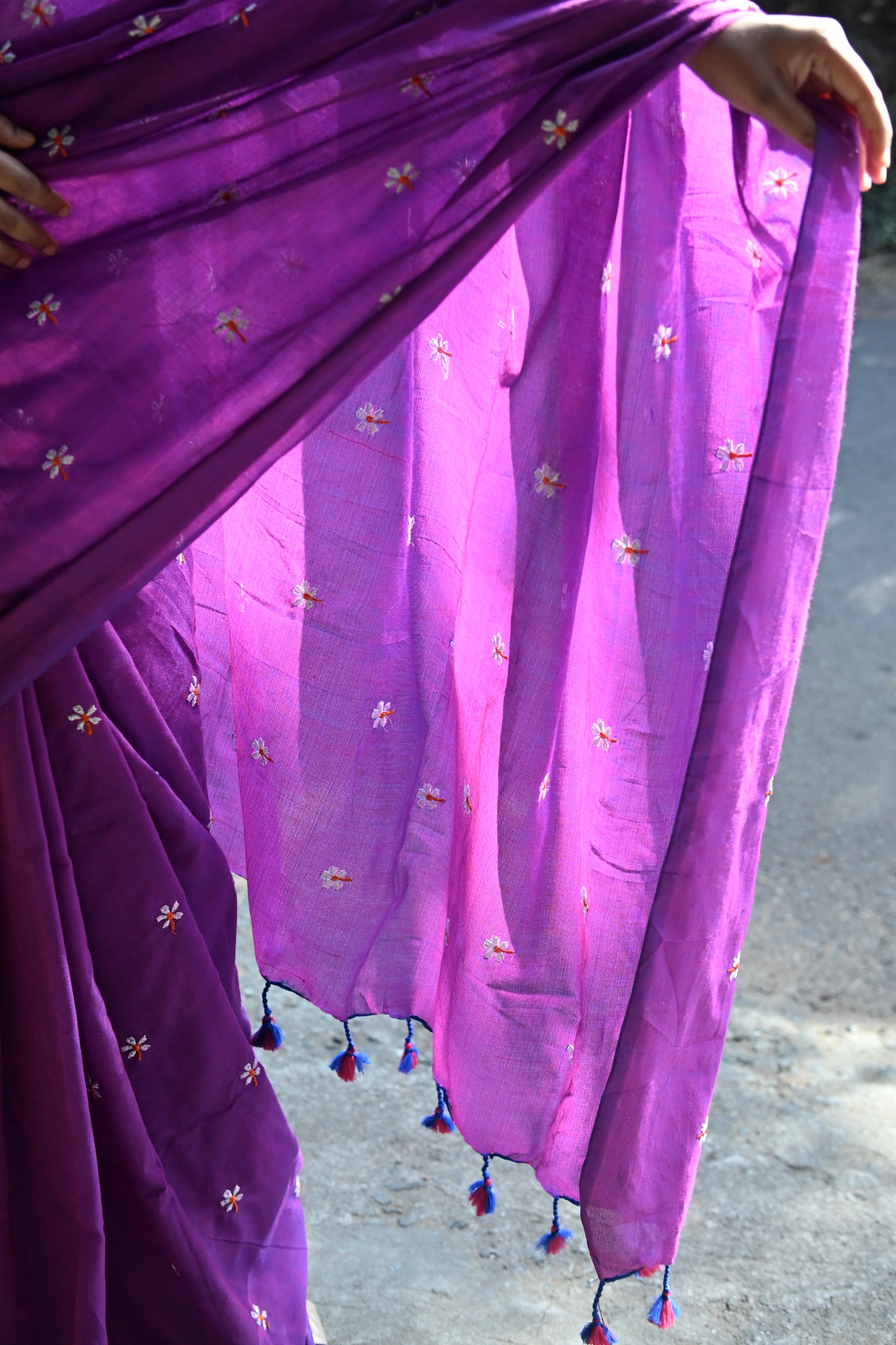 Purple Khadi Cotton Saree.