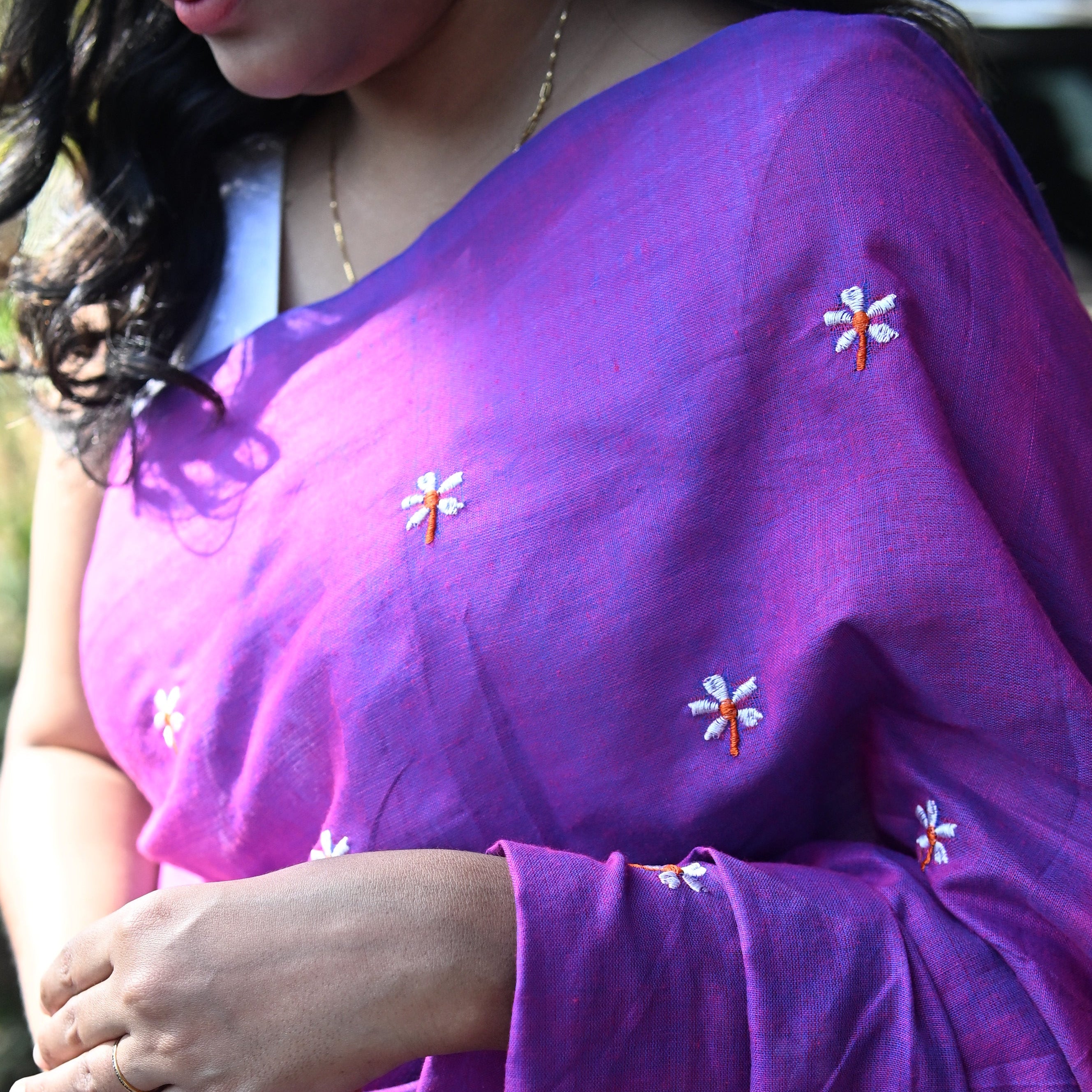 Purple Khadi Cotton Saree.