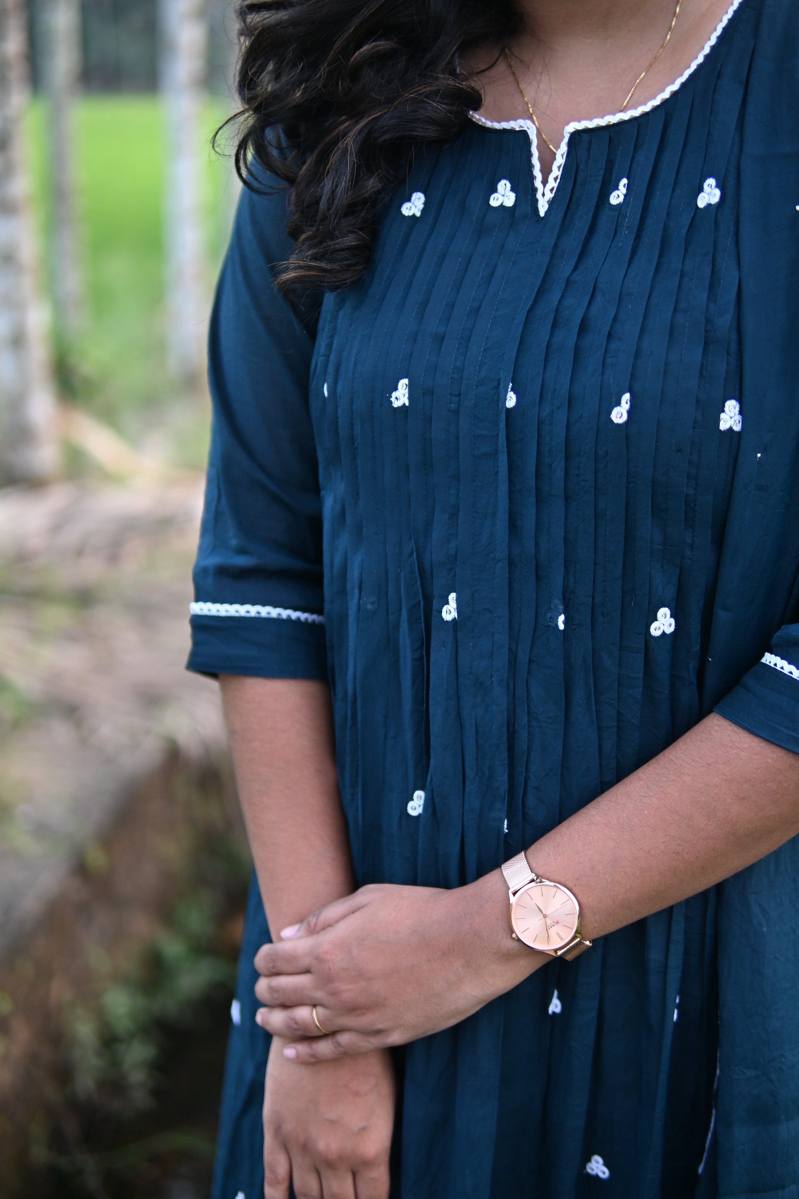 Mul chanderi 3-Piece Kurti Set