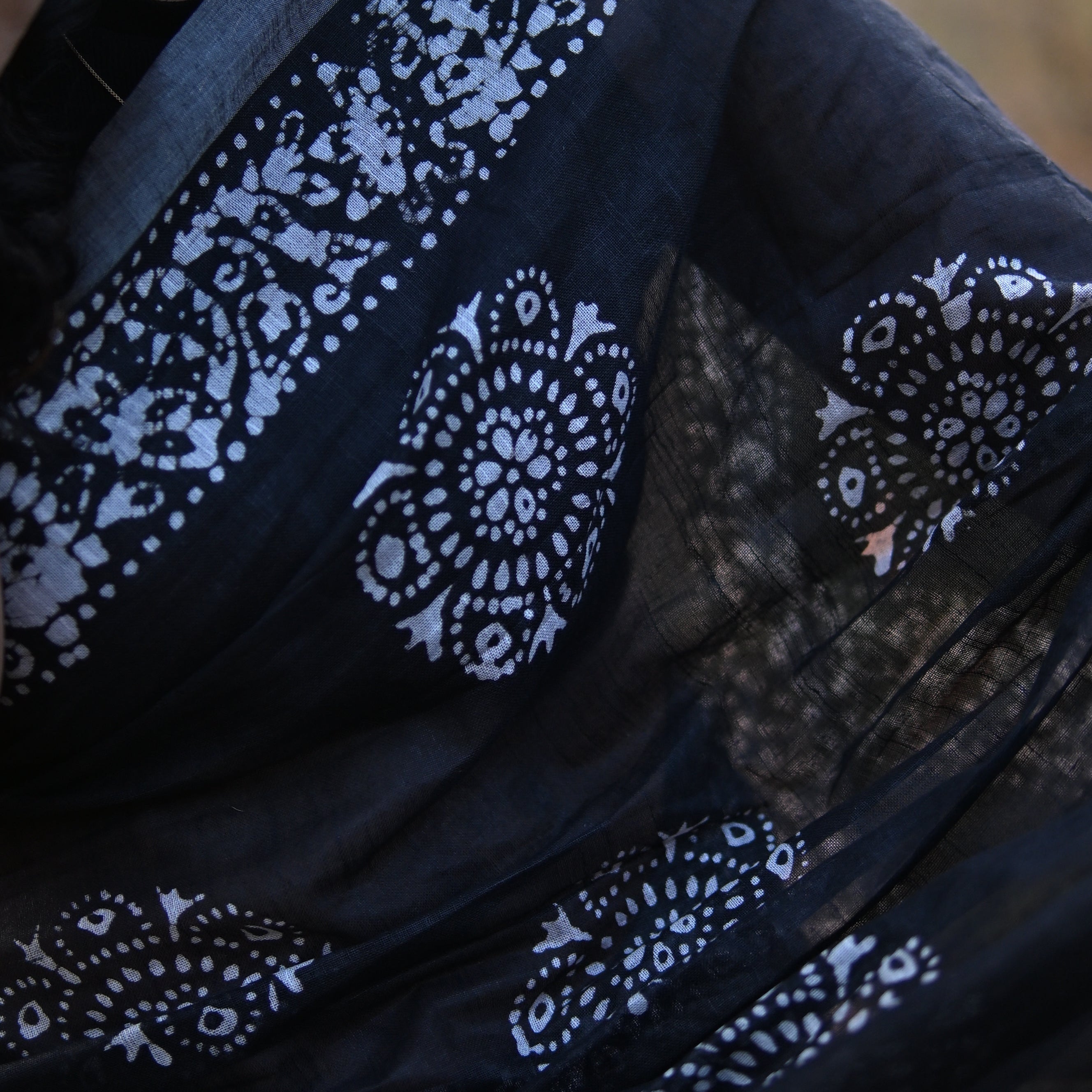 Black Linen Batik Saree.